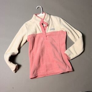 Beige and pink Columbia fleece sweatshirt